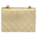CHANEL Mini Matelasse Chain Shoulder Bag Lamb Skin Gold CC Auth 152962-2