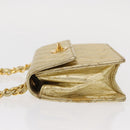 CHANEL Mini Matelasse Chain Shoulder Bag Lamb Skin Gold CC Auth 152962-5