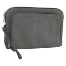 PRADA Clutch Bag Safiano Leather Gray Silver Auth 152965-1