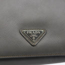 PRADA Clutch Bag Safiano Leather Gray Silver Auth 152965-17
