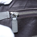 PRADA Clutch Bag Safiano Leather Gray Silver Auth 152965-20