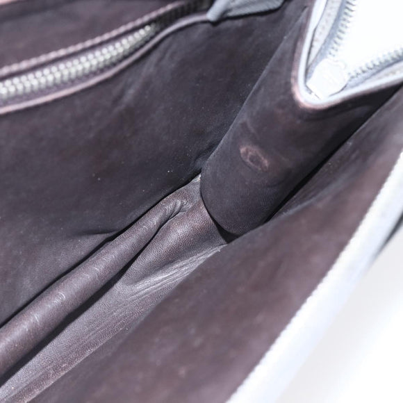 PRADA Clutch Bag Safiano Leather Gray Silver Auth 152965