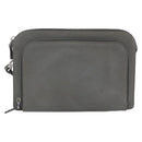 PRADA Clutch Bag Safiano Leather Gray Silver Auth 152965-13