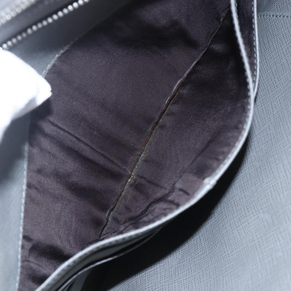 PRADA Clutch Bag Safiano Leather Gray Silver Auth 152965