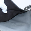 PRADA Clutch Bag Safiano Leather Gray Silver Auth 152965-25