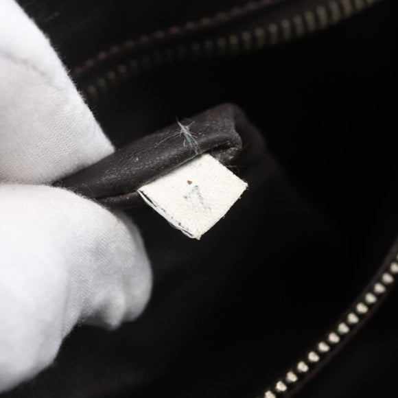 PRADA Clutch Bag Safiano Leather Gray Silver Auth 152965