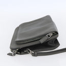 PRADA Clutch Bag Safiano Leather Gray Silver Auth 152965-3