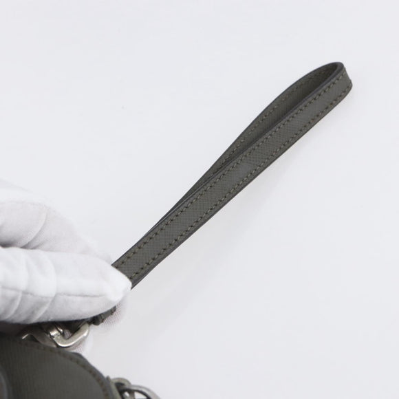 PRADA Clutch Bag Safiano Leather Gray Silver Auth 152965