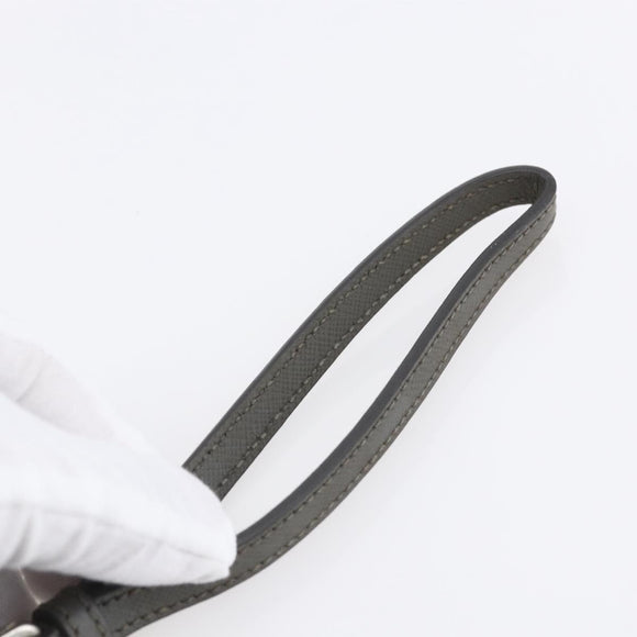 PRADA Clutch Bag Safiano Leather Gray Silver Auth 152965