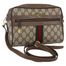 GUCCI GG Supreme Web Sherry Line Bag PVC Beige Gold 904 02 004 Auth 152967-1