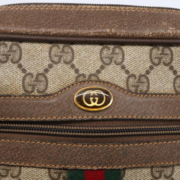 GUCCI GG Supreme Web Sherry Line Bag PVC Beige Gold 904 02 004 Auth 152967