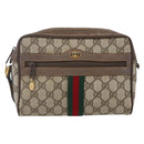 GUCCI GG Supreme Web Sherry Line Bag PVC Beige Gold 904 02 004 Auth 152967-13