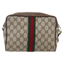 GUCCI GG Supreme Web Sherry Line Bag PVC Beige Gold 904 02 004 Auth 152967-2