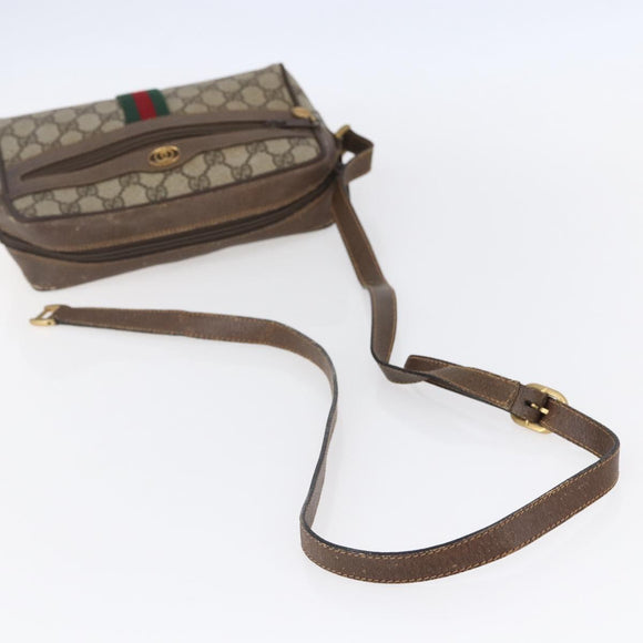 GUCCI GG Supreme Web Sherry Line Bag PVC Beige Gold 904 02 004 Auth 152967