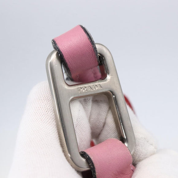 PRADA Shoulder Bag Leather Pink Silver Auth 152969