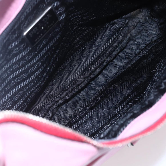 PRADA Shoulder Bag Leather Pink Silver Auth 152969