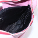 PRADA Shoulder Bag Leather Pink Silver Auth 152969-21