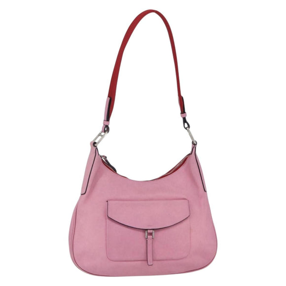 PRADA Shoulder Bag Leather Pink Silver Auth 152969