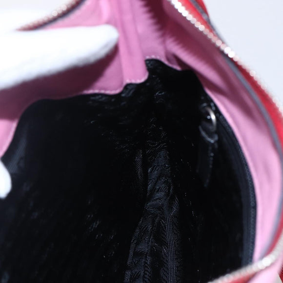 PRADA Shoulder Bag Leather Pink Silver Auth 152969