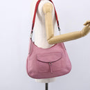 PRADA Shoulder Bag Leather Pink Silver Auth 152969-25