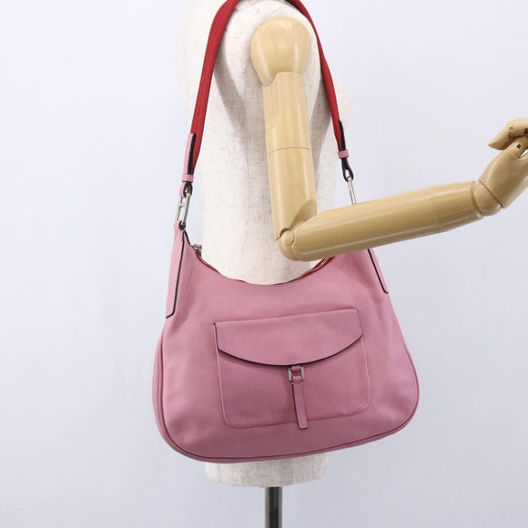 PRADA Shoulder Bag Leather Pink Silver Auth 152969