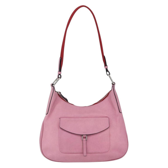 PRADA Shoulder Bag Leather Pink Silver Auth 152969