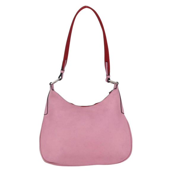 PRADA Shoulder Bag Leather Pink Silver Auth 152969