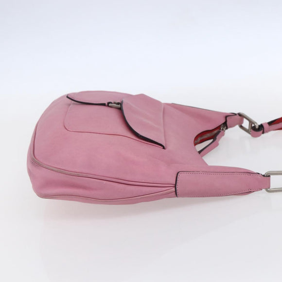 PRADA Shoulder Bag Leather Pink Silver Auth 152969
