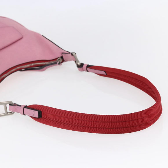 PRADA Shoulder Bag Leather Pink Silver Auth 152969