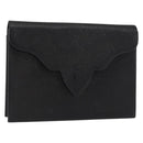 SAINT LAURENT Clutch Bag Leather Black Gold Auth 152970-1