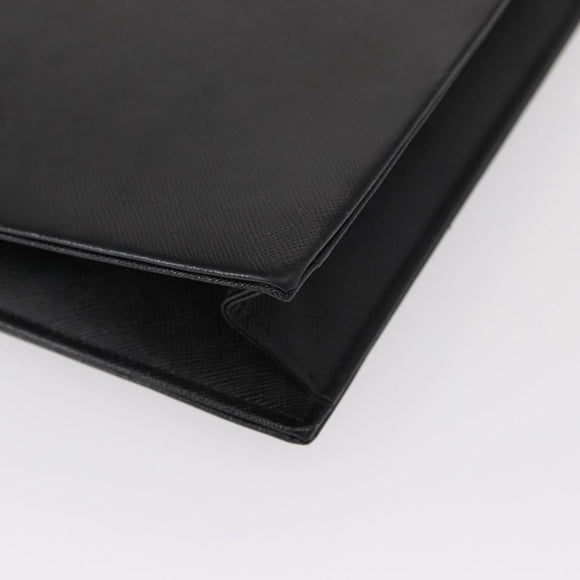 SAINT LAURENT Clutch Bag Leather Black Gold Auth 152970