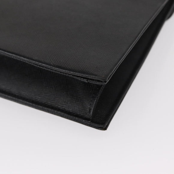 SAINT LAURENT Clutch Bag Leather Black Gold Auth 152970