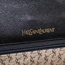 SAINT LAURENT Clutch Bag Leather Black Gold Auth 152970-14