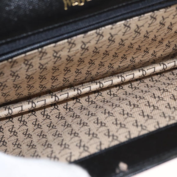 SAINT LAURENT Clutch Bag Leather Black Gold Auth 152970