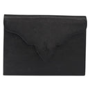 SAINT LAURENT Clutch Bag Leather Black Gold Auth 152970-2