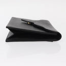 SAINT LAURENT Clutch Bag Leather Black Gold Auth 152970-4