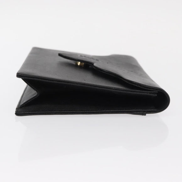 SAINT LAURENT Clutch Bag Leather Black Gold Auth 152970