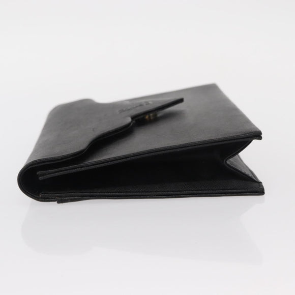 SAINT LAURENT Clutch Bag Leather Black Gold Auth 152970