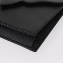 SAINT LAURENT Clutch Bag Leather Black Gold Auth 152970-9