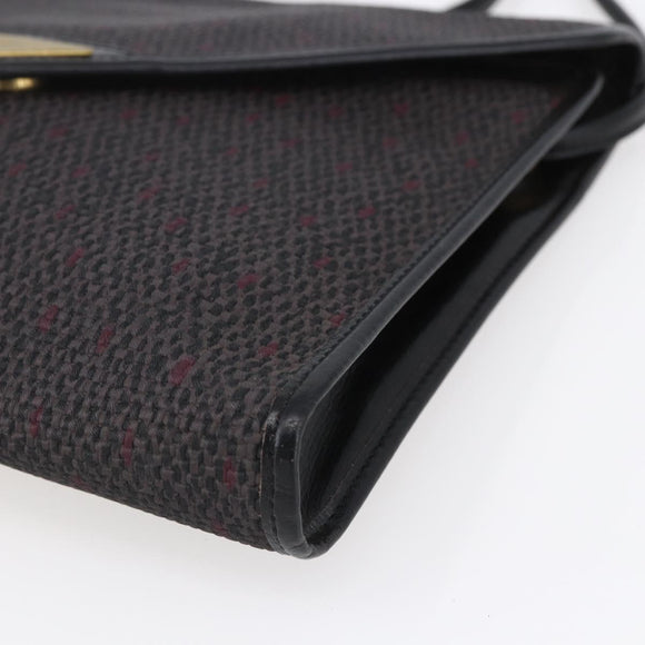 SAINT LAURENT Shoulder Bag PVC Leather Black Gold Auth 152971