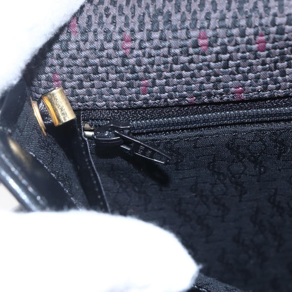 SAINT LAURENT Shoulder Bag PVC Leather Black Gold Auth 152971