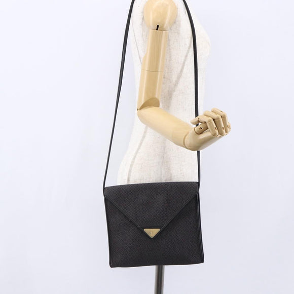 SAINT LAURENT Shoulder Bag PVC Leather Black Gold Auth 152971