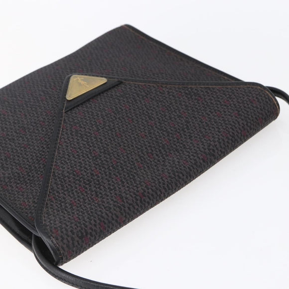 SAINT LAURENT Shoulder Bag PVC Leather Black Gold Auth 152971