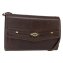 GUCCI Shoulder Bag Leather Brown Gold Auth 152976-1