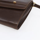 GUCCI Shoulder Bag Leather Brown Gold Auth 152976-8