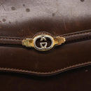 GUCCI Shoulder Bag Leather Brown Gold Auth 152976-9