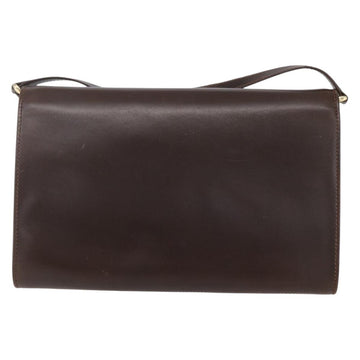 GUCCI Shoulder Bag Leather Brown Gold Auth 152976 - 0