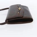 GUCCI Shoulder Bag Leather Brown Gold Auth 152976-3