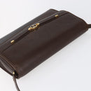 GUCCI Shoulder Bag Leather Brown Gold Auth 152976-6