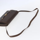 GUCCI Shoulder Bag Leather Brown Gold Auth 152976-7
